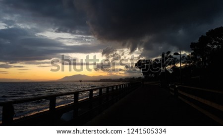 Picture of the sunset in Marbella's beach
