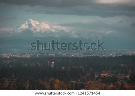 Mt Hood makes a brief appearance over east Portland