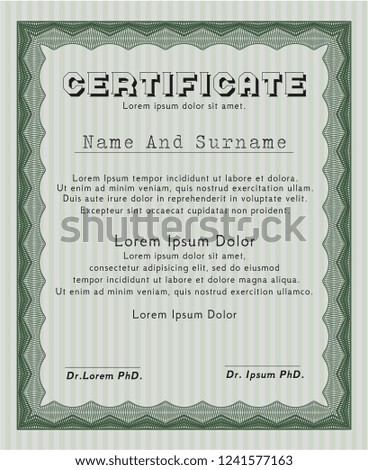 Green Diploma template. Money Pattern design. Customizable, Easy to edit and change colors. Printer friendly. 