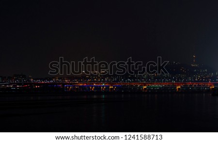 Bridge over the river In downtown korea