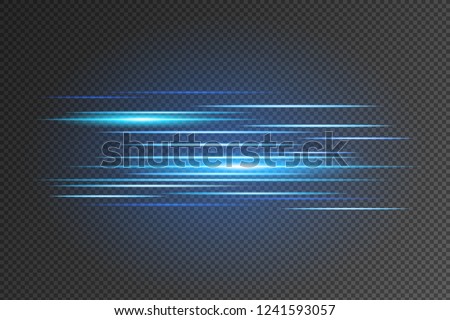 Light and stripes moving fast over dark background.design of the light effect. Vector blur in the light of radiance. Element of decor. Horizontal rays of light. Royalty-Free Stock Photo #1241593057