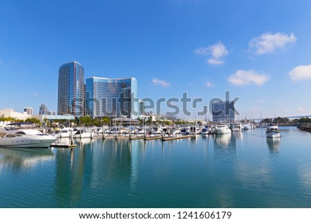 Marina Bay panorama in San Diego, California USA. City view at Marina Bay on a sunny day in late autumn.