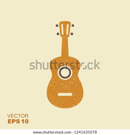 Hawaii national musical instrument Ukulele. Flat icon with scuffed effect in a separate layer