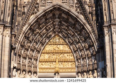 Cologne Cathedral facade details in Cologne city, Germany
