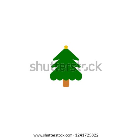 Christmas tree with star flat vector icon