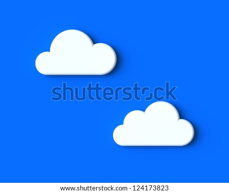 3D Illustration of White Clouds on the Blue Sky