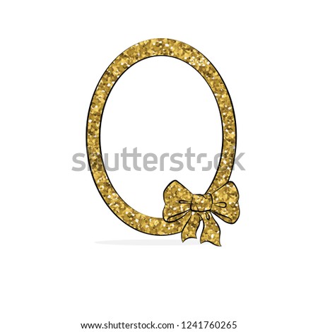 Ribbon bow at Sparkle Glitter gold banner Frame for holiday