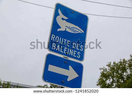Road sign in the Tadoussac area at Canada
