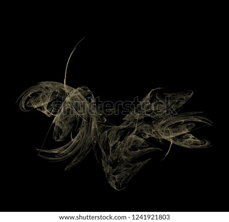 Olive fractal on black background. Fantasy fractal texture. Digital art. 3D rendering. Computer generated image