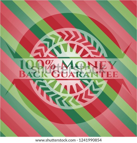 100% Money Back Guarantee christmas colors emblem.