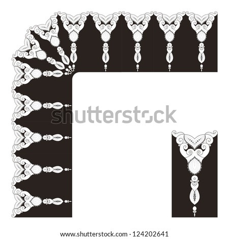 Vector filigree lace pattern. The elements of a decorative frame and border. Number of elements can be changed.