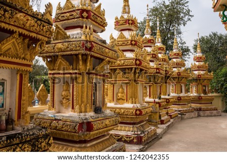 Wat Pha That Luang Temple - Great golden stupa or pagoda. The most important national monument and a national symbol in Vientiane, Laos.