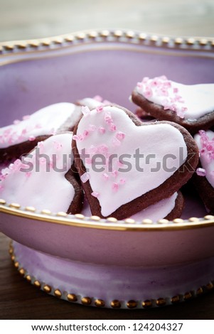 Heart shape pink cookies for ValentineÃ?Â´s Day