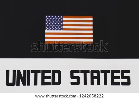United states black background and alphabet name.