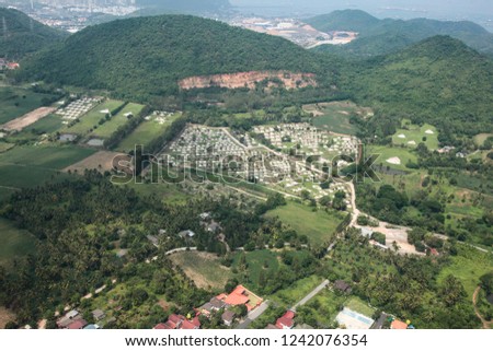 Aerial view of Chinese graveyard in Thailand