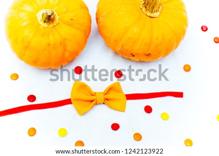 Halloween holiday concept. composition made of orange pumpkins