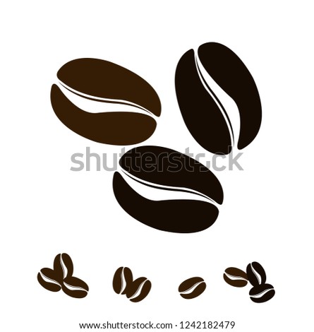 Vector Coffee. Icon set. Isolated coffee beans on white background Royalty-Free Stock Photo #1242182479