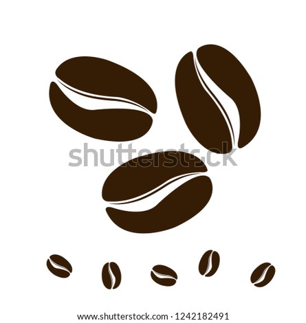 Vector Coffee. Icon set. Isolated coffee beans on white background Royalty-Free Stock Photo #1242182491