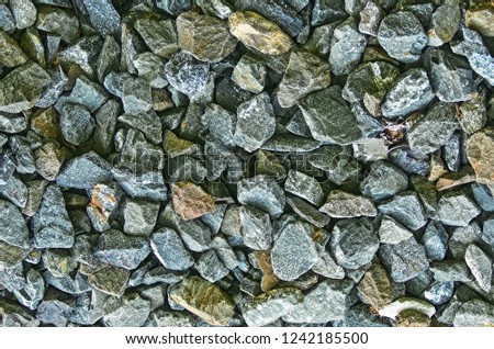 Stone pebbles for interior exterior decoration and industrial construction concept design. 