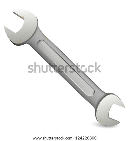 Photorealistic hand wrench tool or spanner. Raster version