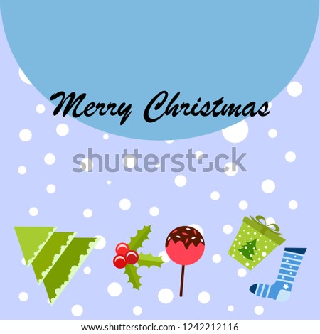 christmas card, candy fir gift christmas sock, vector background