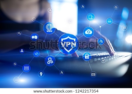 VPN Virtual Private network protocol. Cyber security and privacy connection technology. Anonymous Internet. Royalty-Free Stock Photo #1242217354