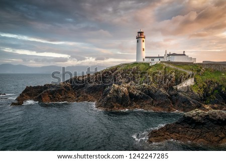 This is a picture of Fanad light house on the north coast of Donegal Ireland.  This was taken just before sunset