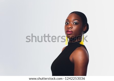 Close-up of pretty African American woman. isolated on white