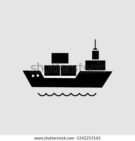 transport ship icon vector flat design simple illustration on gray background.