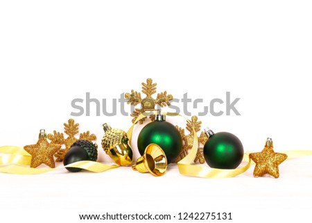 Minimalistic festive composition with colorful matte christmas balls. Fancy beautiful decoration for christmas pine tree. Background, copy space, close up, front view.