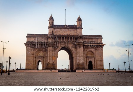Gateway of India, Mumbai, Maharashtra, India. The most popular tourist attraction, it is the unofficial icon of the city of Mumbai. Tourists around the world come to visit Gateway of India every year. Royalty-Free Stock Photo #1242281962