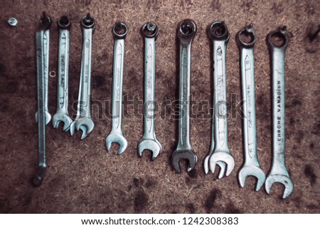 old set of tools for car repairs