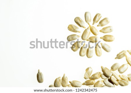 sun from sunflower seeds on white background isolated