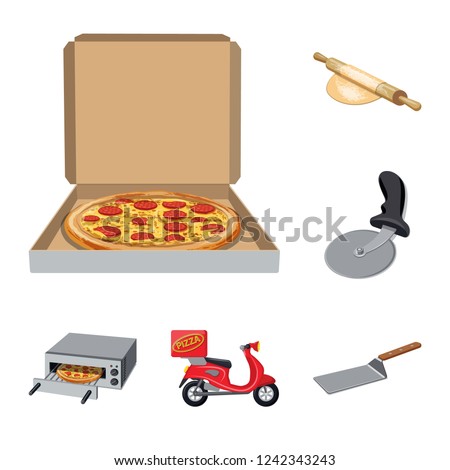 Isolated object of pizza and food logo. Set of pizza and italy stock vector illustration.