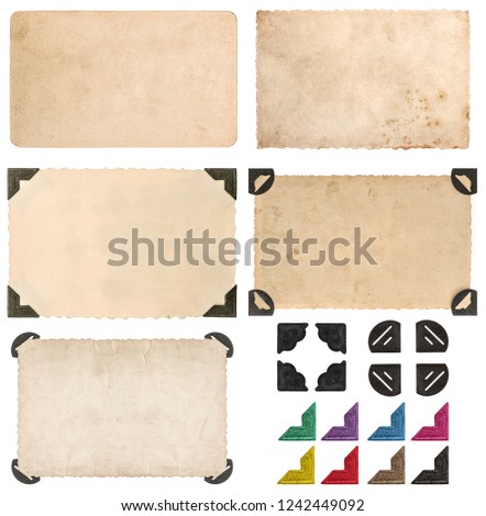 Used paper cardboard photo frame with corner isolated on white background