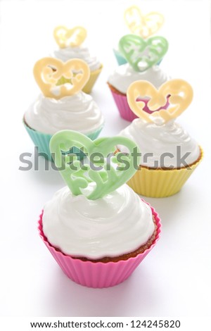 Cupcake for Valentine's Day or birthday on the white background