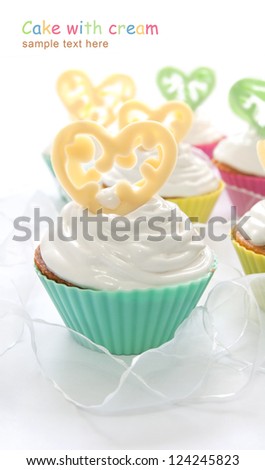 Cupcake for Valentine's Day or birthday on the white background