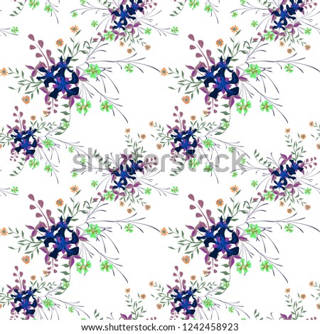 Small Floral Seamless Pattern with Cute Wildflowers. Girlie Natural Background in Liberty Style with Small Blossoms of Daisy Flowers. Vector Ditsy Pattern for Fabric, Print. Floral Texture