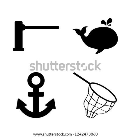 [IconsCount] diving vector set. With anchor icon, whale and barrier icons in set