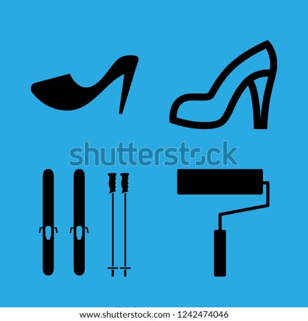 [IconsCount] footwear vector set. With roller, shoes and ski sticks icons in set