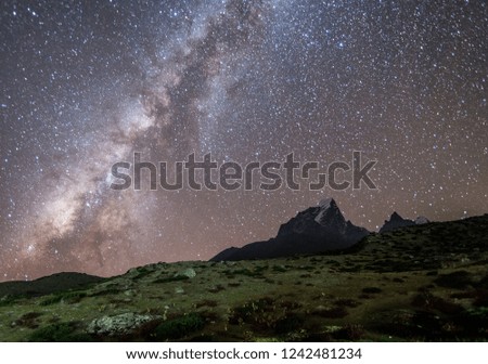 milky way and mountains in Nepal