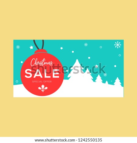 Christmas Sale Season Design Template. Christmas banner. Background Xmas design. Horizontal christmas poster, greeting cards, headers, website. 