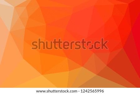 Light Red, Yellow vector abstract polygonal template with a heart in a centre. Shining colorful illustration with triangles. A new texture for your web site.