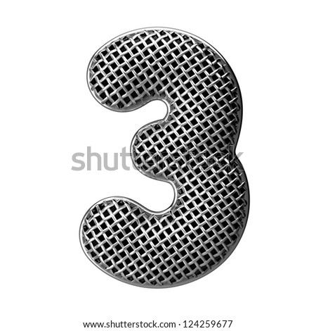 Number 3 from round microphone style alphabet. There is a clipping path