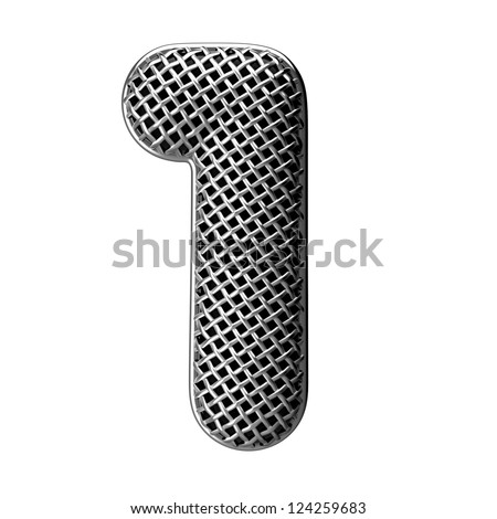 Number 1 from round microphone style alphabet. There is a clipping path
