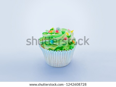 Green Cupcake white background