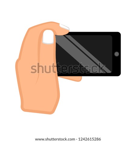 Hand holding a smartphone. Vector illustration design