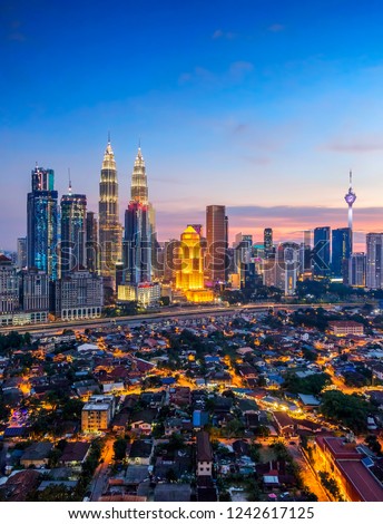 City of Kuala Lumpur, Malaysia at sunset