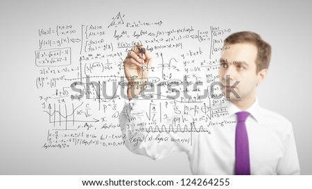 businessman drawing global business concept