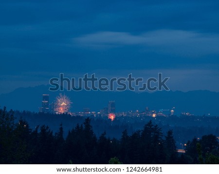 Seattle skyline is ablaze with dazzling fireworks set off to vivaciously celebrate Independence Day.